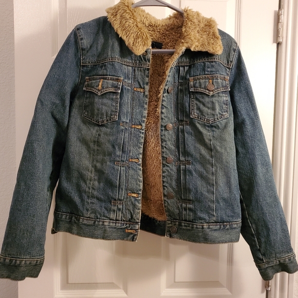 Gap denim fur jacket Clearance